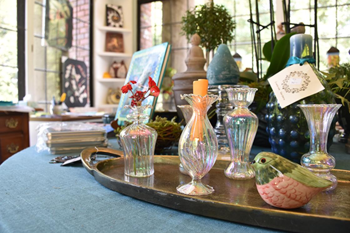 Photograph of merchandise in the Thistle Gift Shop at Cranbrook House & Gardens, July 2019.